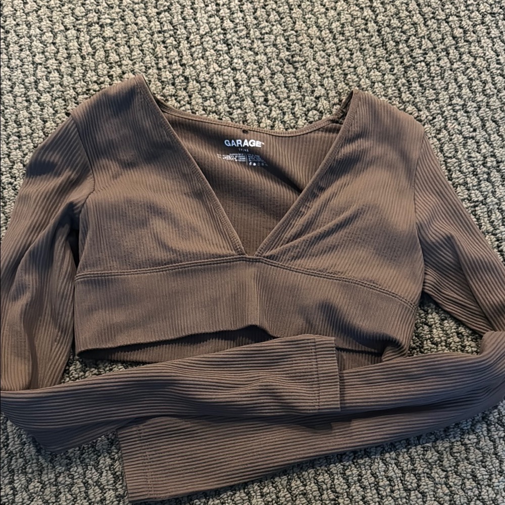 Brown garage cropped long sleeve